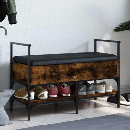 vidaXL Shoe Bench Smoked Oak 85.5x42x57.5 cm Engineered Wood 1