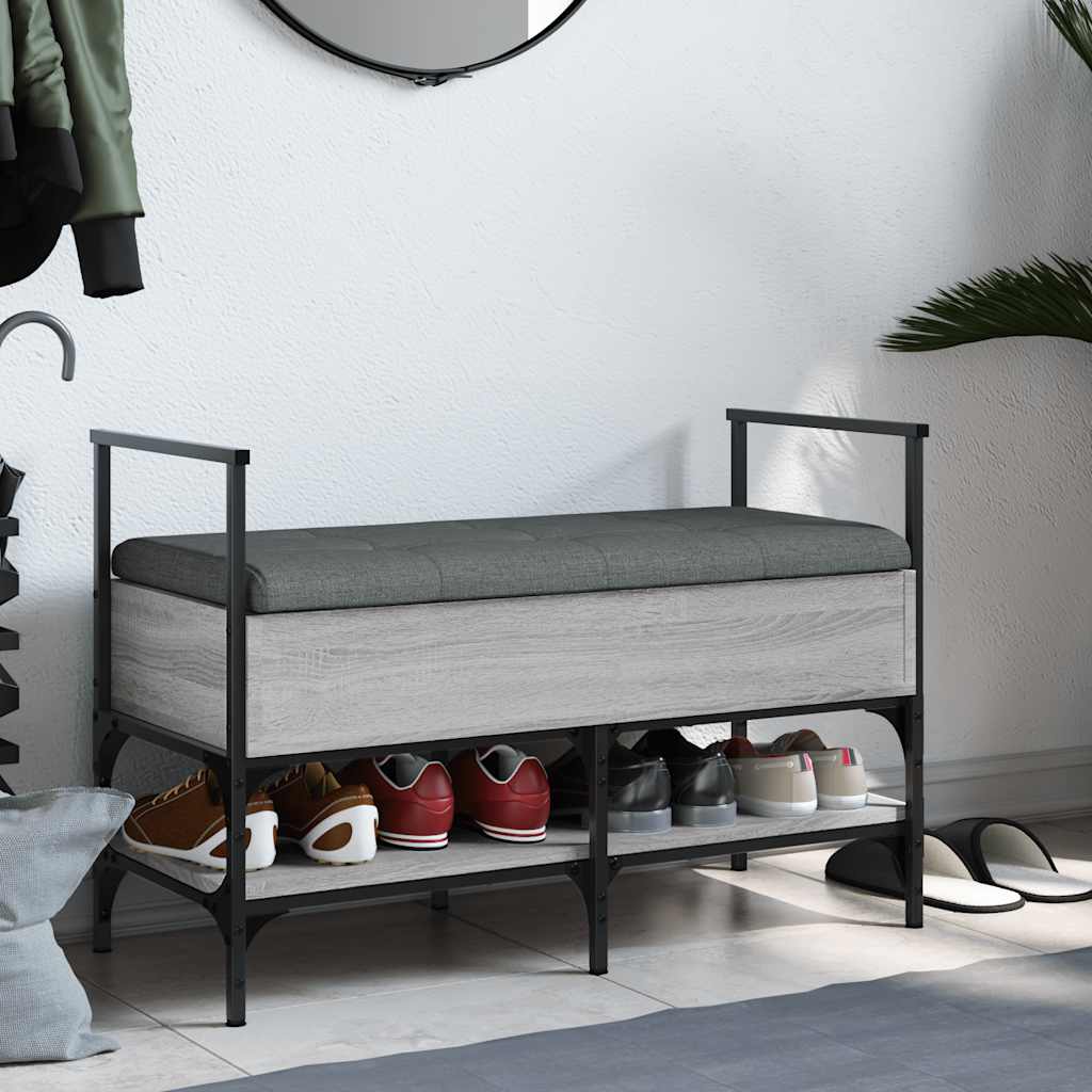 vidaXL Shoe Bench Grey Sonoma 85.5x42x57.5 cm Engineered Wood 3