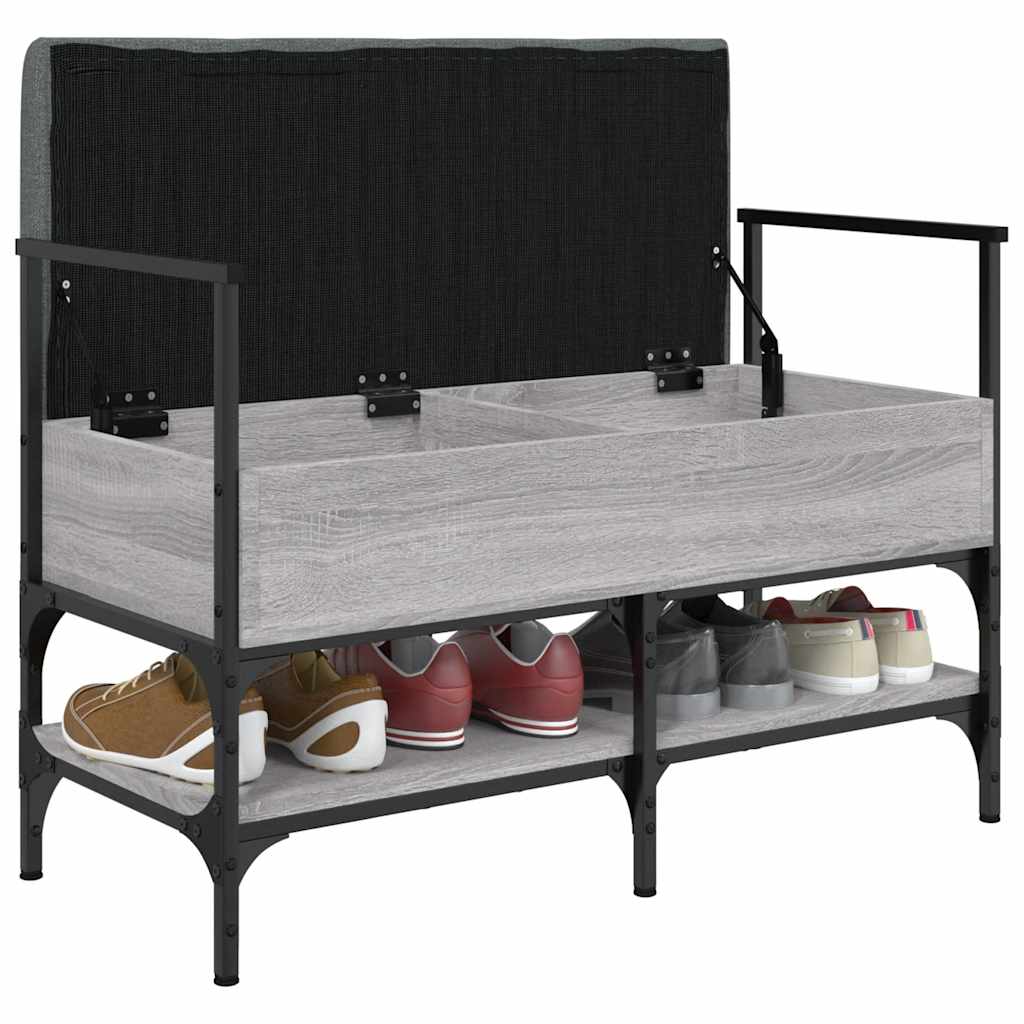 vidaXL Shoe Bench Grey Sonoma 85.5x42x57.5 cm Engineered Wood 4