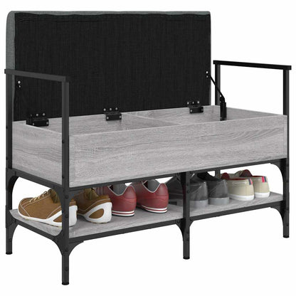 vidaXL Shoe Bench Grey Sonoma 85.5x42x57.5 cm Engineered Wood 4