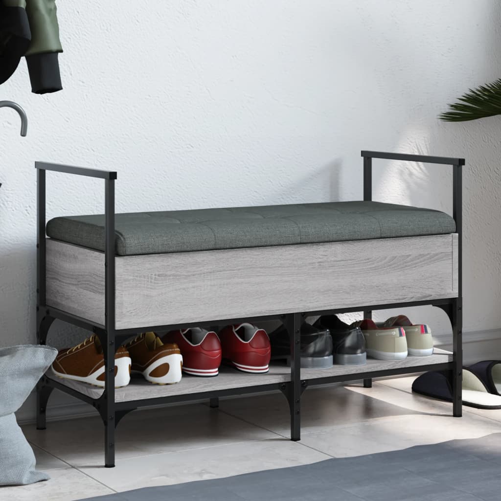 vidaXL Shoe Bench Grey Sonoma 85.5x42x57.5 cm Engineered Wood 1
