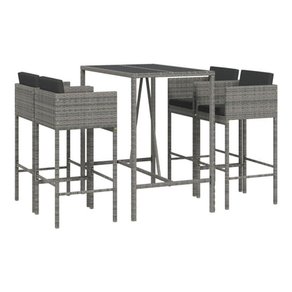 5 Piece Garden Bar Set with Cushions Poly Rattan 4