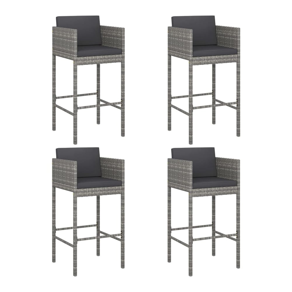 5 Piece Garden Bar Set with Cushions Poly Rattan 4