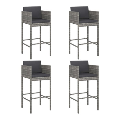 5 Piece Garden Bar Set with Cushions Poly Rattan 4