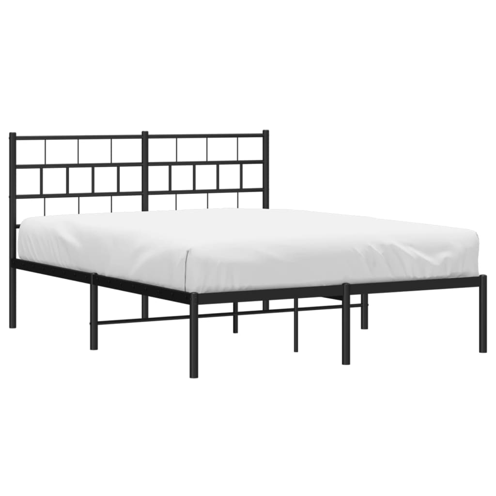 vidaXL Metal Bed Frame without Mattress with Headboard Black 120x200cm 3
