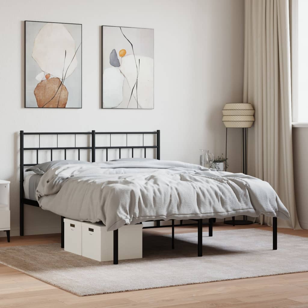vidaXL Metal Bed Frame without Mattress with Headboard Black 120x200cm 1