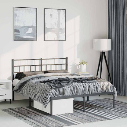vidaXL Metal Bed Frame without Mattress With headboard Black