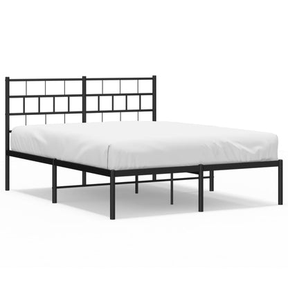 vidaXL Metal Bed Frame without Mattress with Headboard Black 140x190cm 2