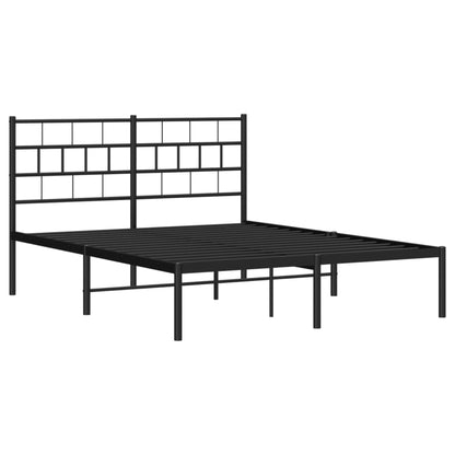 vidaXL Metal Bed Frame without Mattress with Headboard Black 140x190cm 4