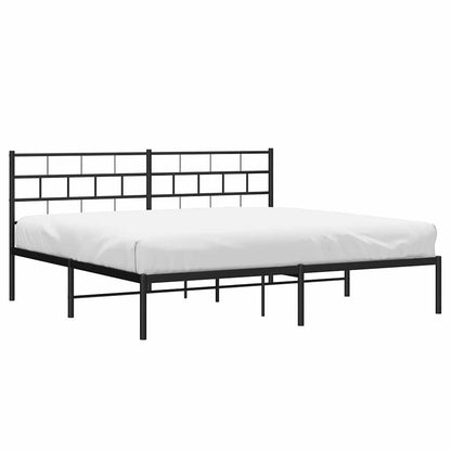 vidaXL Metal Bed Frame | Black | Powder-Coated Steel | Double | Metal Bed Frame 3