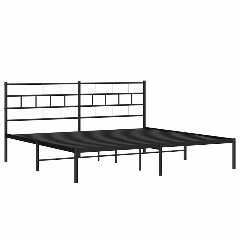 vidaXL Metal Bed Frame | Black | Powder-Coated Steel | Double | Metal Bed Frame 5