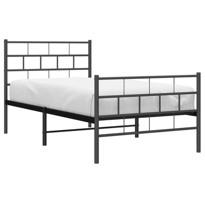 vidaXL Metal Bed Frame without Mattress with Footboard Black 90x190cm 3