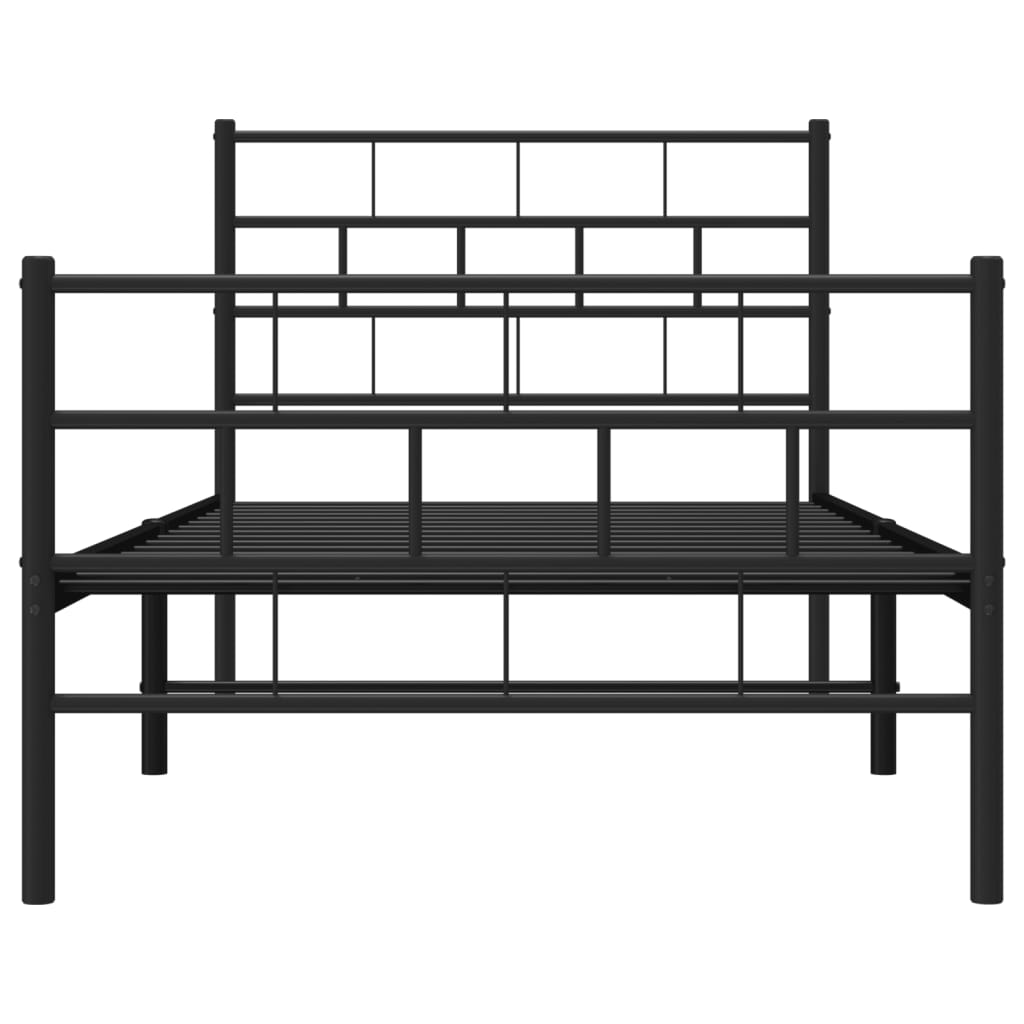 vidaXL Metal Bed Frame without Mattress with Footboard Black 90x190cm 5