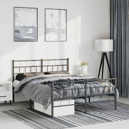 vidaXL Metal Bed Frame without Mattress with Footboard With headboard & footboard Black