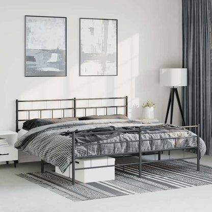 vidaXL Metal Bed Frame without Mattress with Footboard With headboard & footboard Black