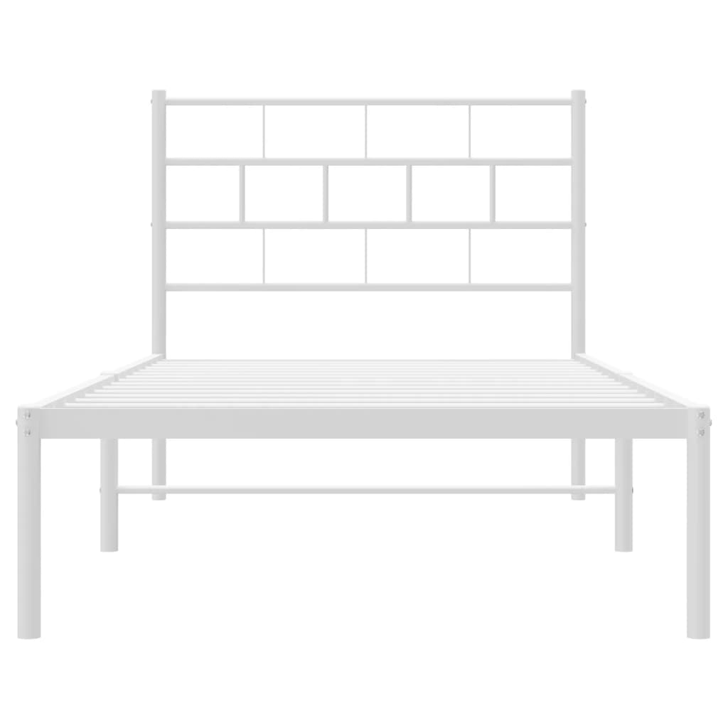 vidaXL Metal Bed Frame without Mattress with Headboard White 75x190cm 5