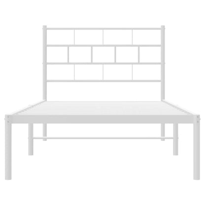 vidaXL Metal Bed Frame without Mattress with Headboard White 75x190cm 5