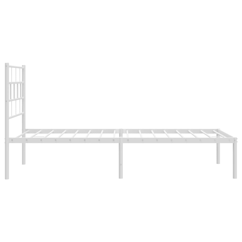 vidaXL Metal Bed Frame without Mattress with Headboard White 75x190cm 6