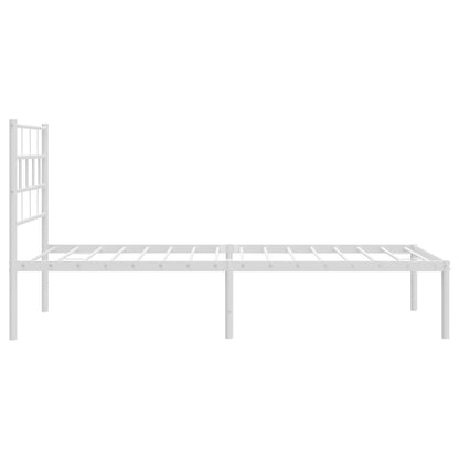 vidaXL Metal Bed Frame without Mattress with Headboard White 75x190cm 6
