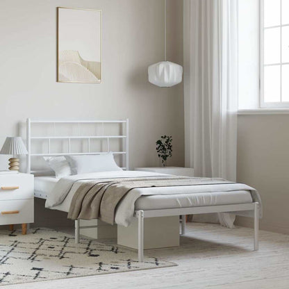 vidaXL Metal Bed Frame | White | Powder-coated steel | Single | Metal Bed Frame 1