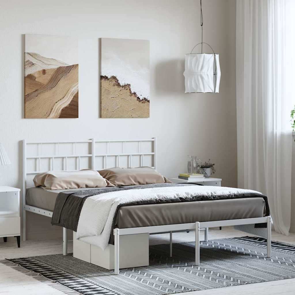 vidaXL Metal Bed Frame without Mattress With headboard White