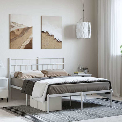 vidaXL Metal Bed Frame without Mattress With headboard White
