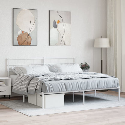 vidaXL Metal Bed Frame without Mattress With headboard White