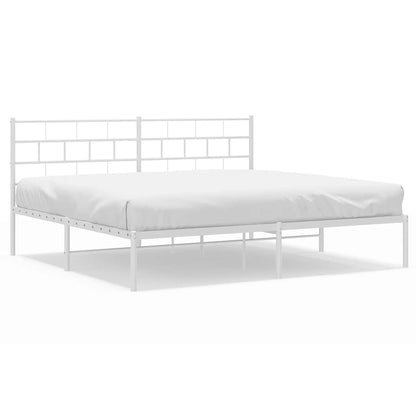 vidaXL Metal Bed Frame | White | Powder-coated steel | Double | Metal Bed Frame 2