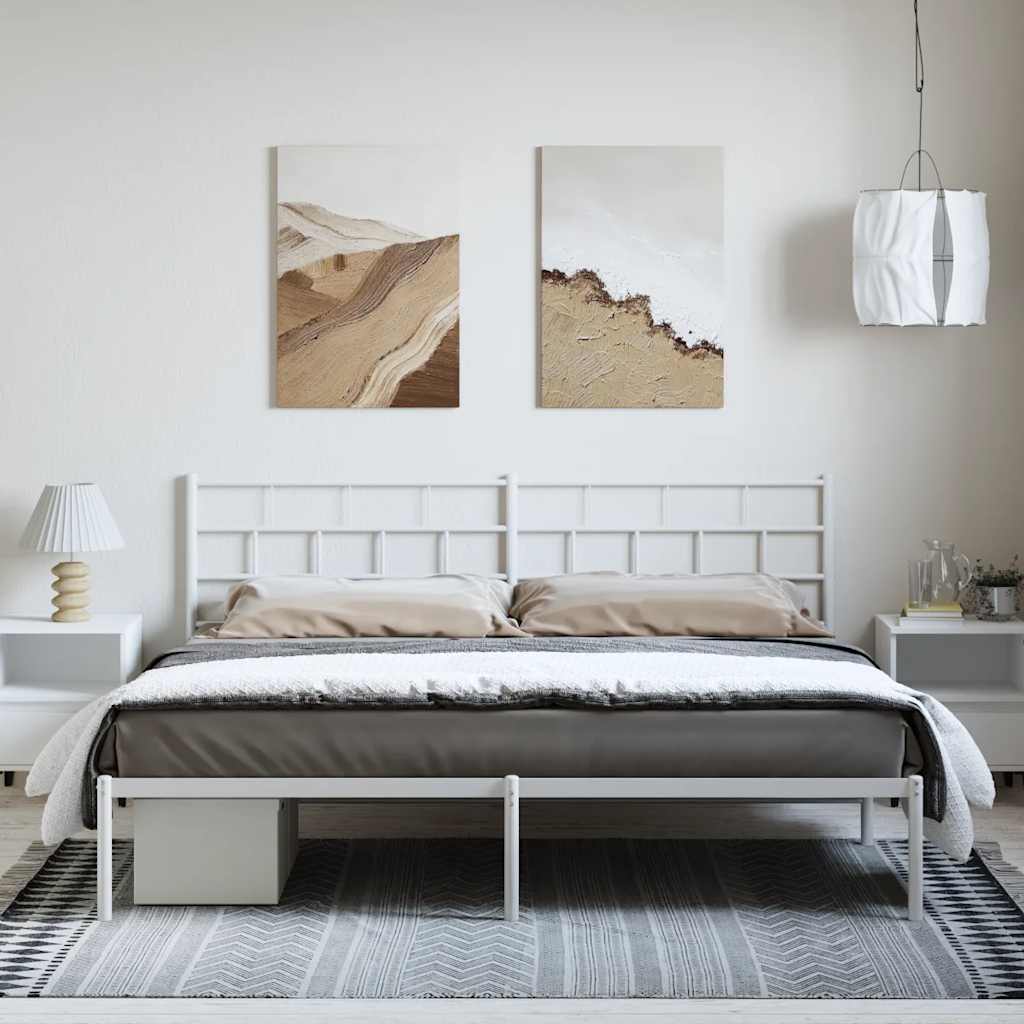 vidaXL Metal Bed Frame | White | Powder-coated steel | Double | Metal Bed Frame 4