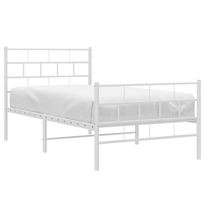 vidaXL Metal Bed Frame without Mattress with Footboard White 90x200cm 3