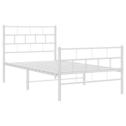 vidaXL Metal Bed Frame without Mattress with Footboard White 90x200cm 4