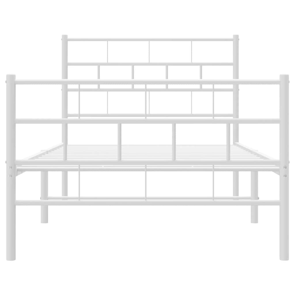 vidaXL Metal Bed Frame without Mattress with Footboard White 90x200cm 5