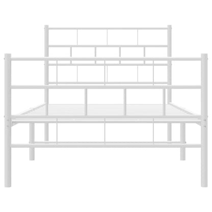 vidaXL Metal Bed Frame without Mattress with Footboard White 90x200cm 5