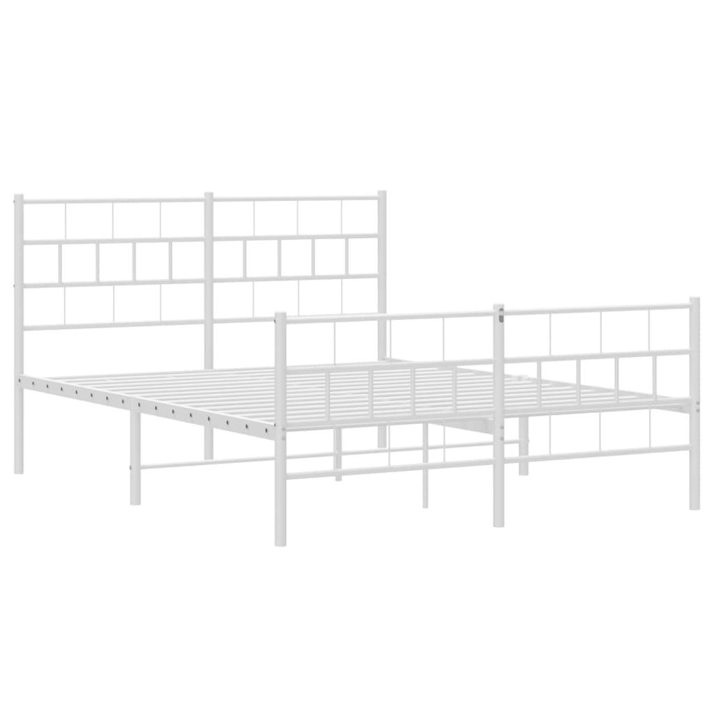 vidaXL Metal Bed Frame without Mattress with Footboard White 120x200cm 4