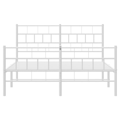 vidaXL Metal Bed Frame without Mattress with Footboard White 120x200cm 5