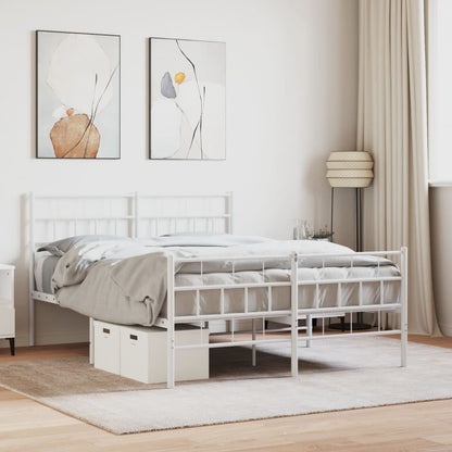 vidaXL Metal Bed Frame without Mattress with Footboard White 120x200cm 1