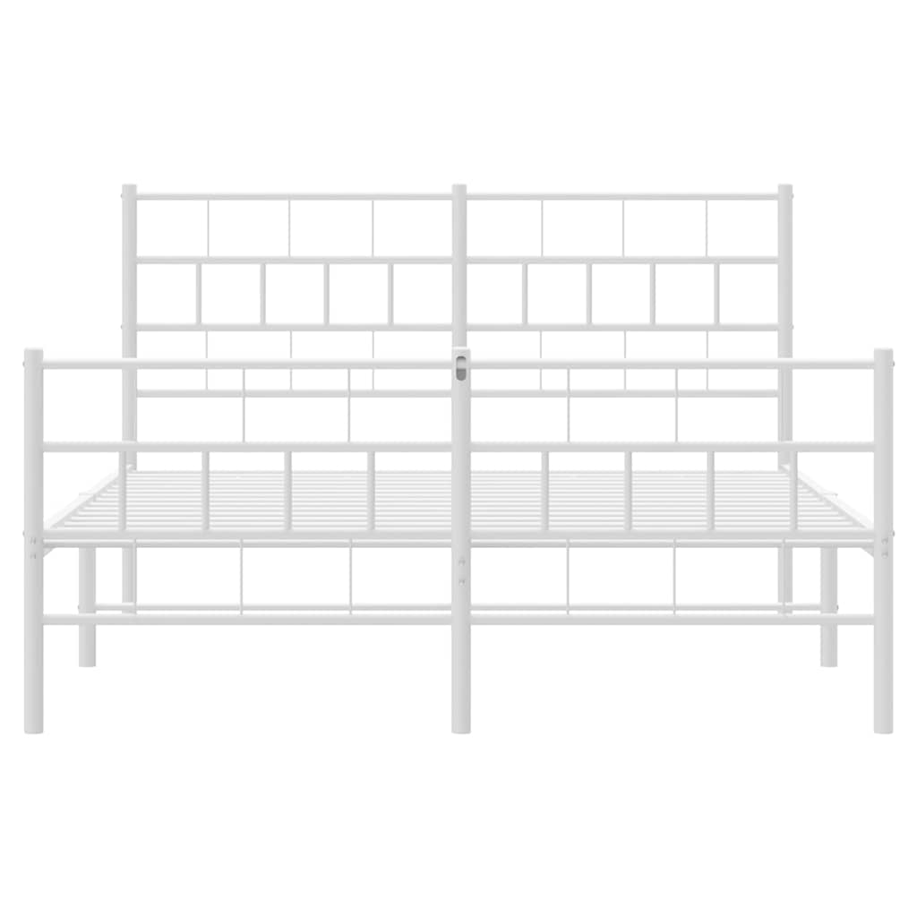 vidaXL Metal Bed Frame | White | Powder-Coated Steel | 135x190 cm | Bed Frame 6