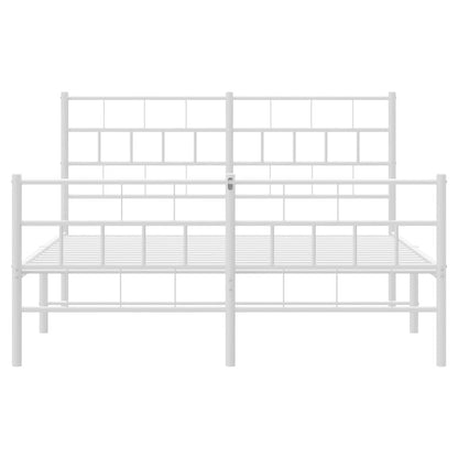 vidaXL Metal Bed Frame | White | Powder-Coated Steel | 135x190 cm | Bed Frame 6