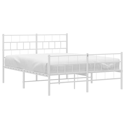 vidaXL Metal Bed Frame without Mattress with Footboard White 140x200cm 3