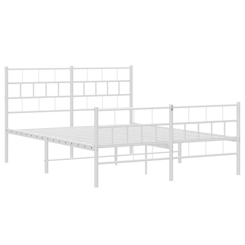 vidaXL Metal Bed Frame without Mattress with Footboard White 140x200cm 4