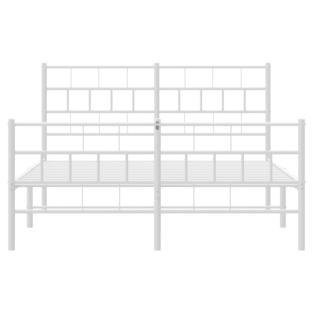 vidaXL Metal Bed Frame without Mattress with Footboard White 140x200cm 5