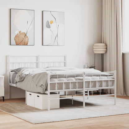 vidaXL Metal Bed Frame without Mattress with Footboard White 140x200cm 1