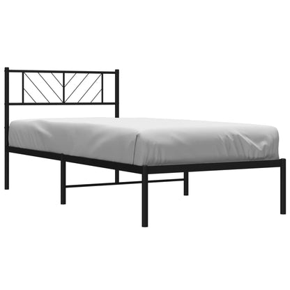 vidaXL Metal Bed Frame without Mattress with Headboard Black 90x200cm 3