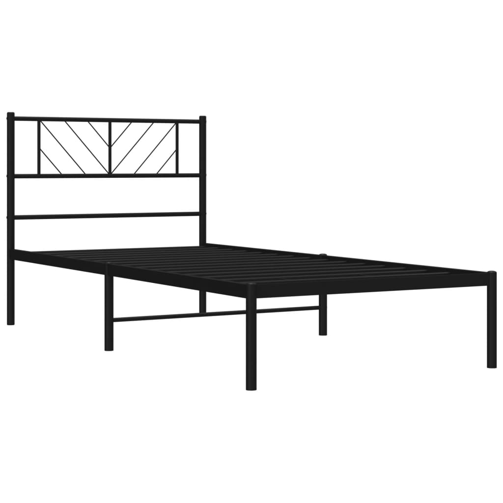 vidaXL Metal Bed Frame without Mattress with Headboard Black 90x200cm 4