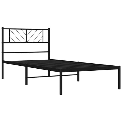 vidaXL Metal Bed Frame without Mattress with Headboard Black 107x203cm 4