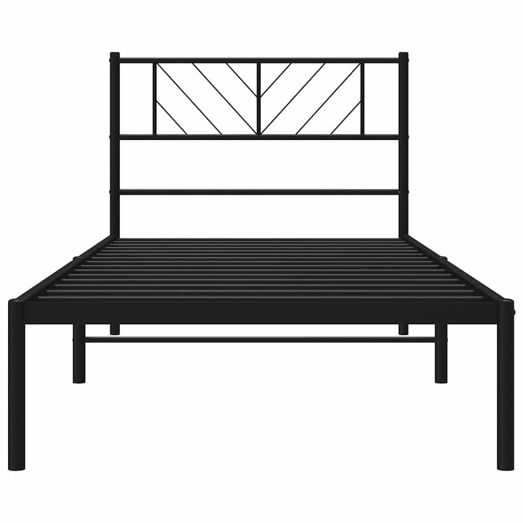 vidaXL Metal Bed Frame without Mattress with Headboard Black 107x203cm 5