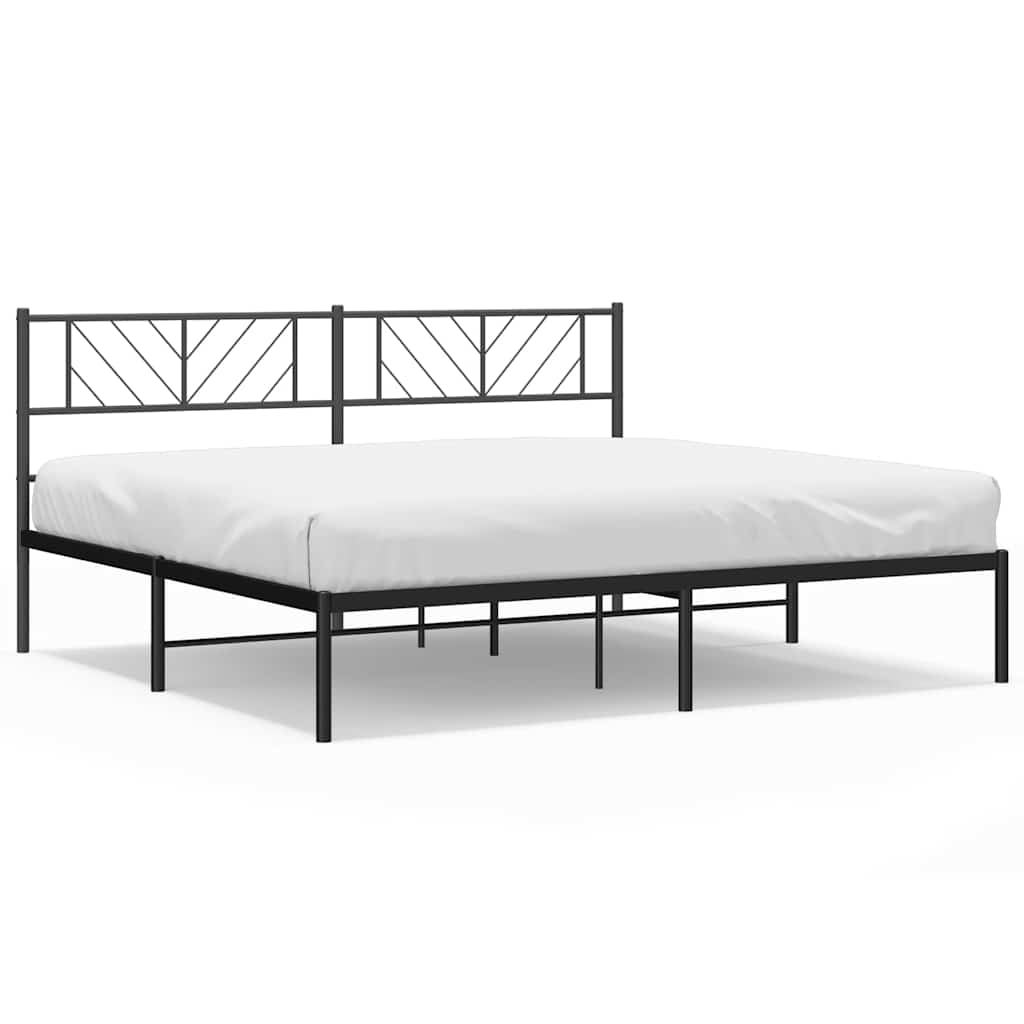 vidaXL Metal Bed Frame without Mattress with Headboard Black 183x213cm 2