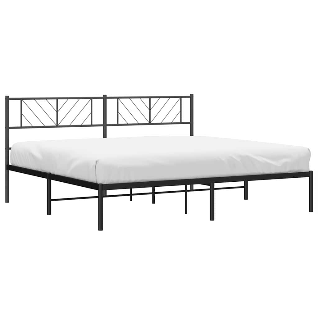 vidaXL Metal Bed Frame without Mattress with Headboard Black 183x213cm 4