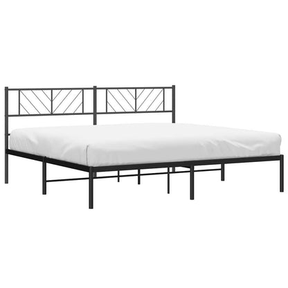 vidaXL Metal Bed Frame without Mattress with Headboard Black 183x213cm 4