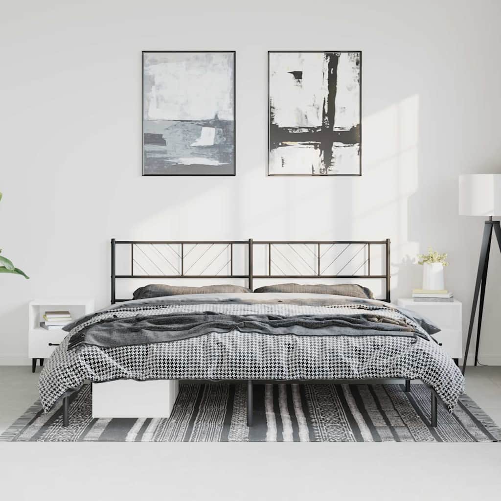 vidaXL Metal Bed Frame without Mattress with Headboard Black 183x213cm 1